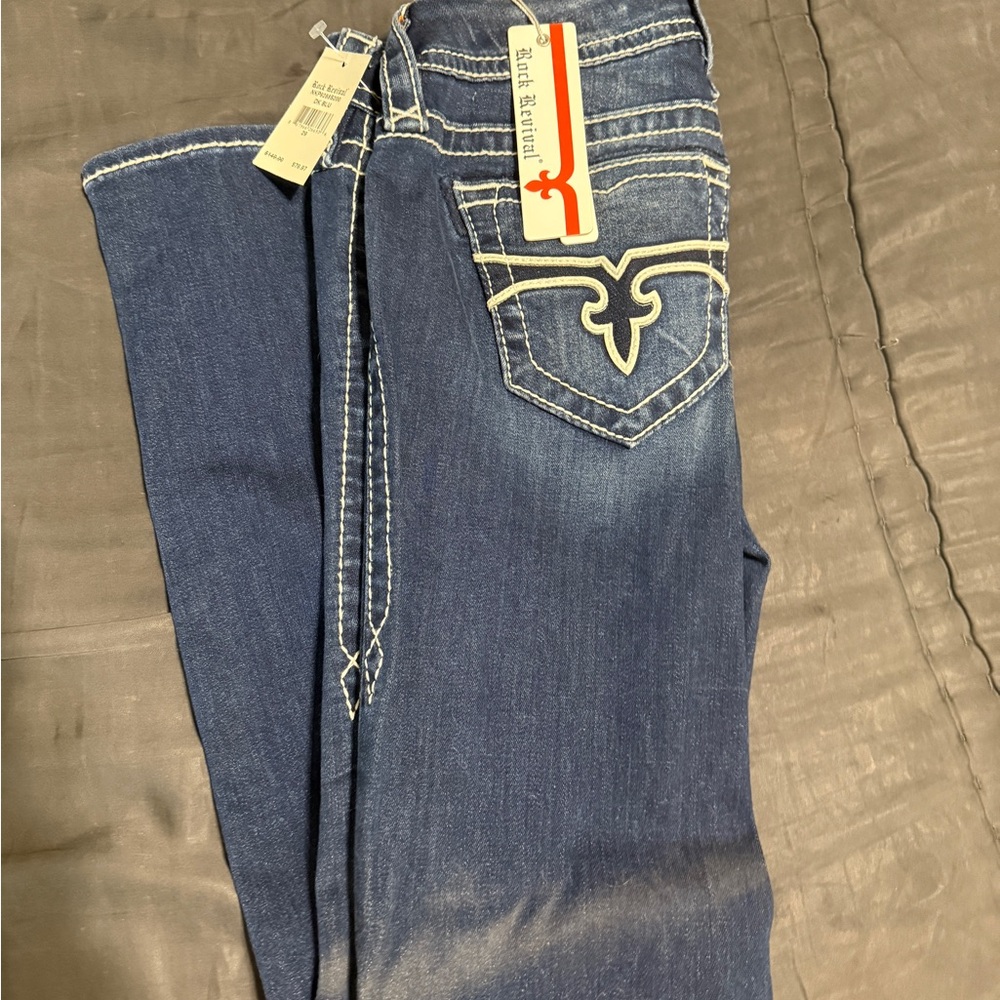 NWT Rock Revival Pearl Dark Blue Skinny Jeans. Size 29 - Picture 2 of 5